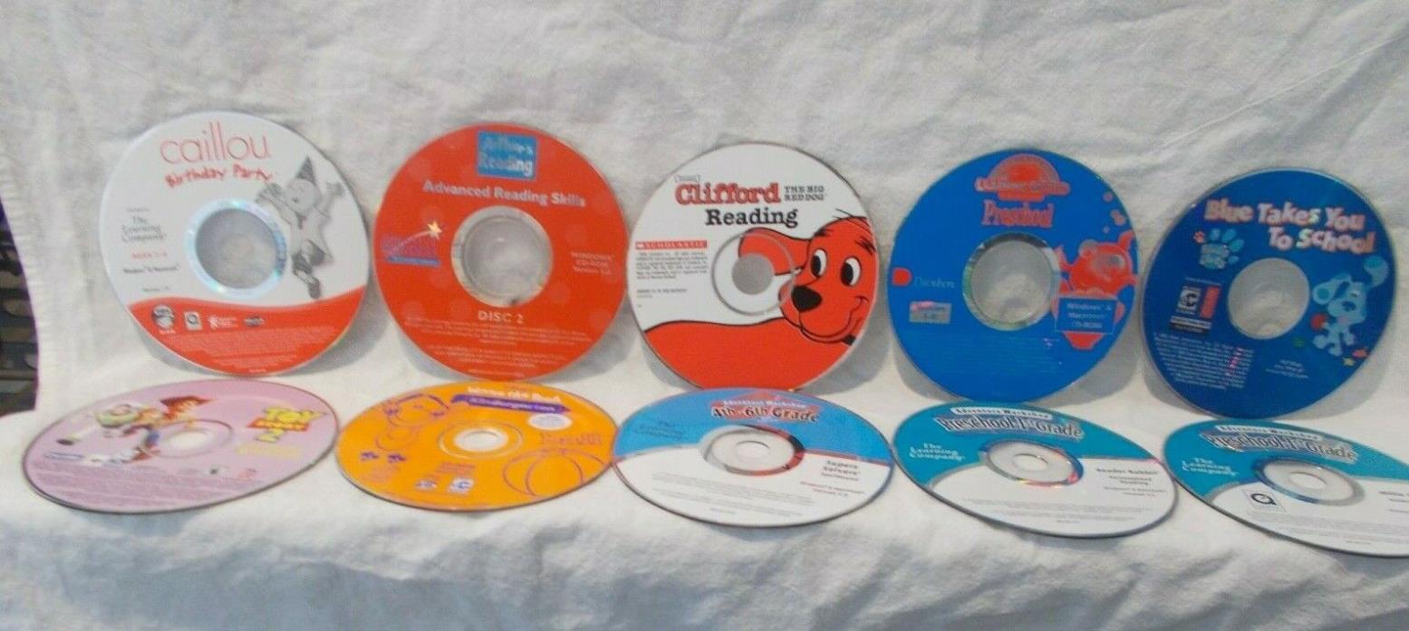 Lot of 10 CD-ROM Discs  Educational Games Pre-School To 4th Grade Discs Only