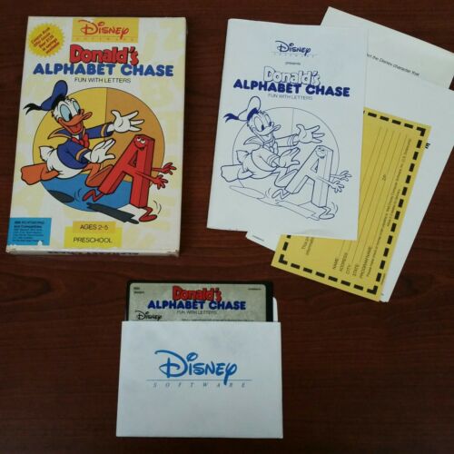 Disney Software Donald’s Alphabet Chase Fun With Letters IBM PC 5.25” Complete