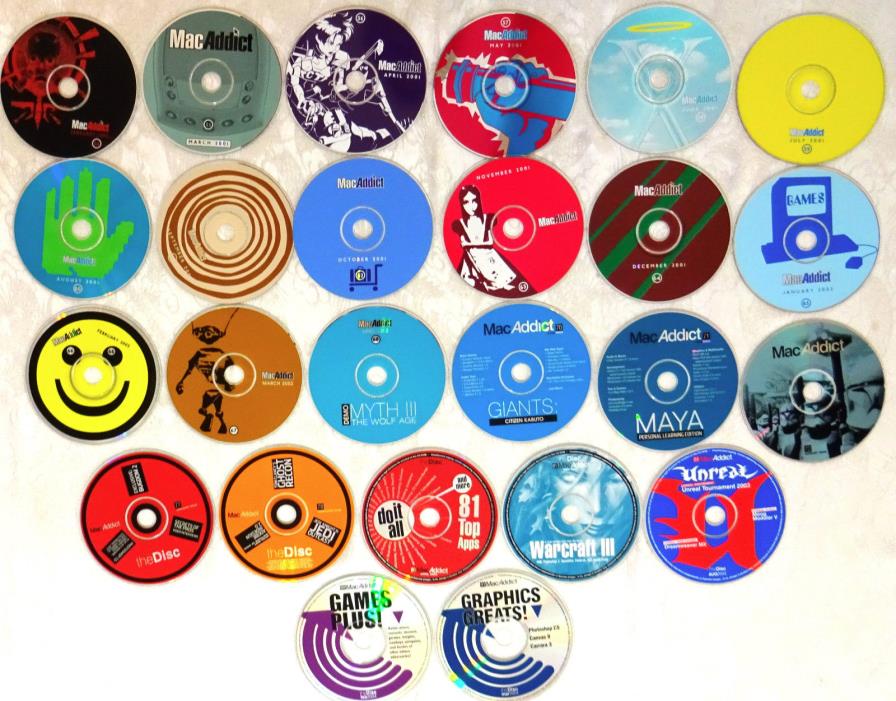 MacAddict Apple CD 25 DISC LOT Games Utils Programs Shareware Feb 2001-Feb 2004