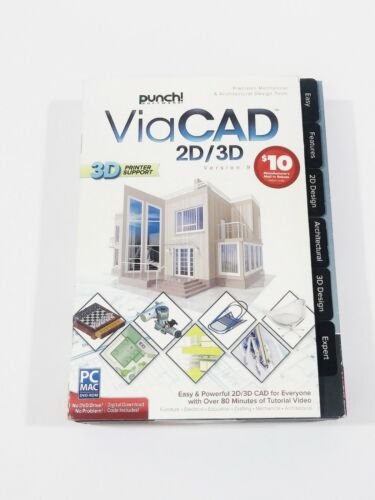 NEW Punch Software ViaCAD 2D/3D Version 9 3D Printing Disc SEALED PC/MAC