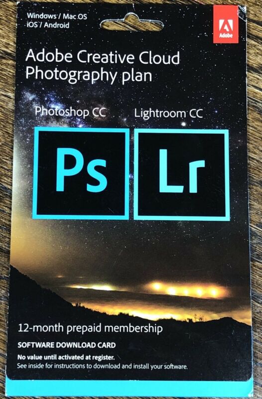 Adobe Creative Cloud Photoshop CC / Lightroom 12 Month Subscription Key Card