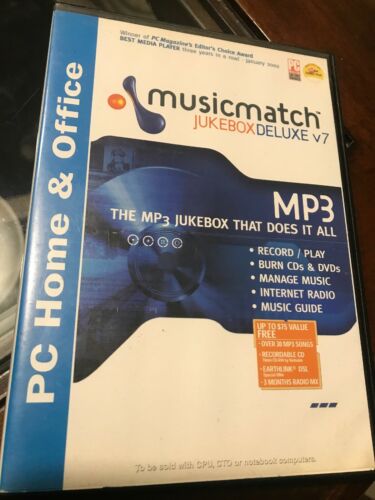 MusicMatch Jukebox 7 Deluxe PC CD sort edit tags listen to mp3 music data files.