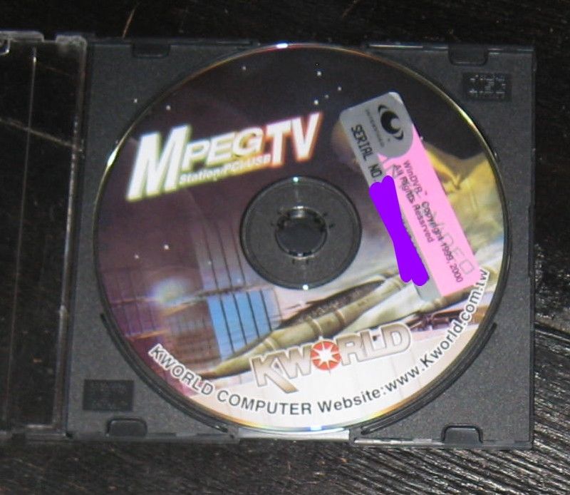 CD disc MPEG TV Station PCI USB KWorld Computer WinDVR 1999,2000+Serial# VHS VCR