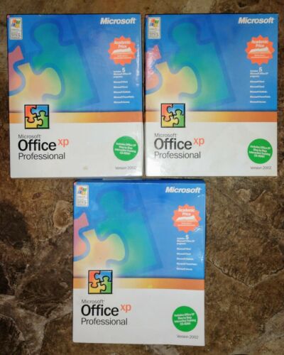 LOT OF 3! Microsoft Office XP Professional Version 2002, COMPLETE, UNOPENED!