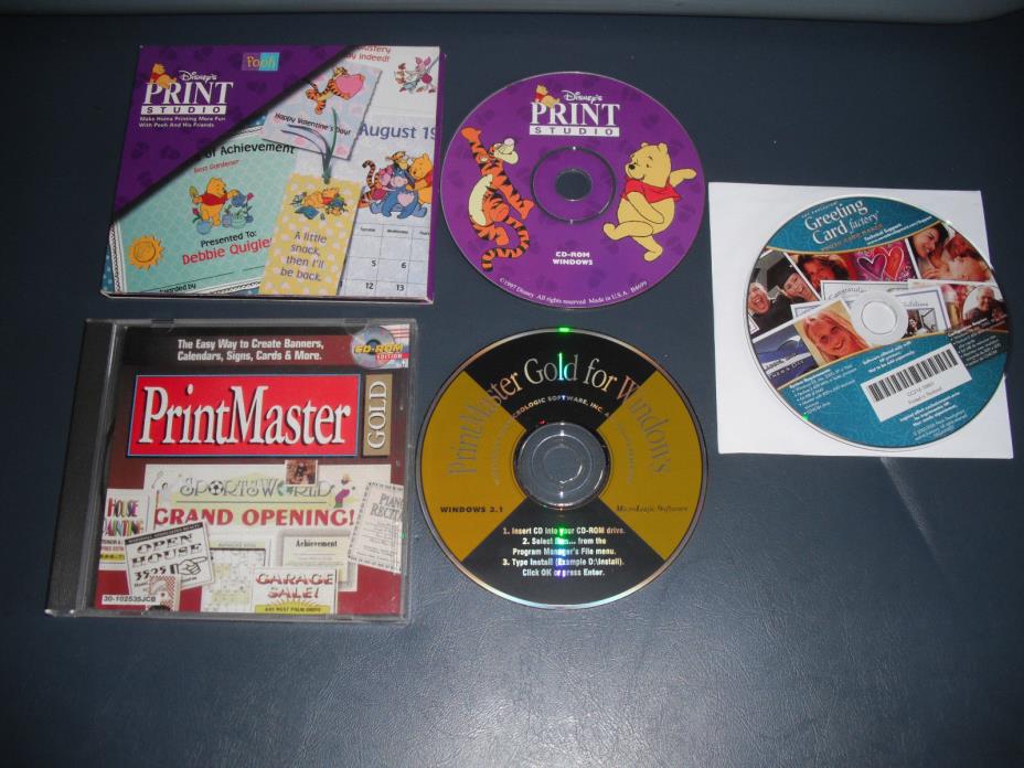 PRINT MASTER GOLD/DISNEY'S PRINT STUDIO POOH & FRIENDS/GREET CARD FACTORY CD-ROM