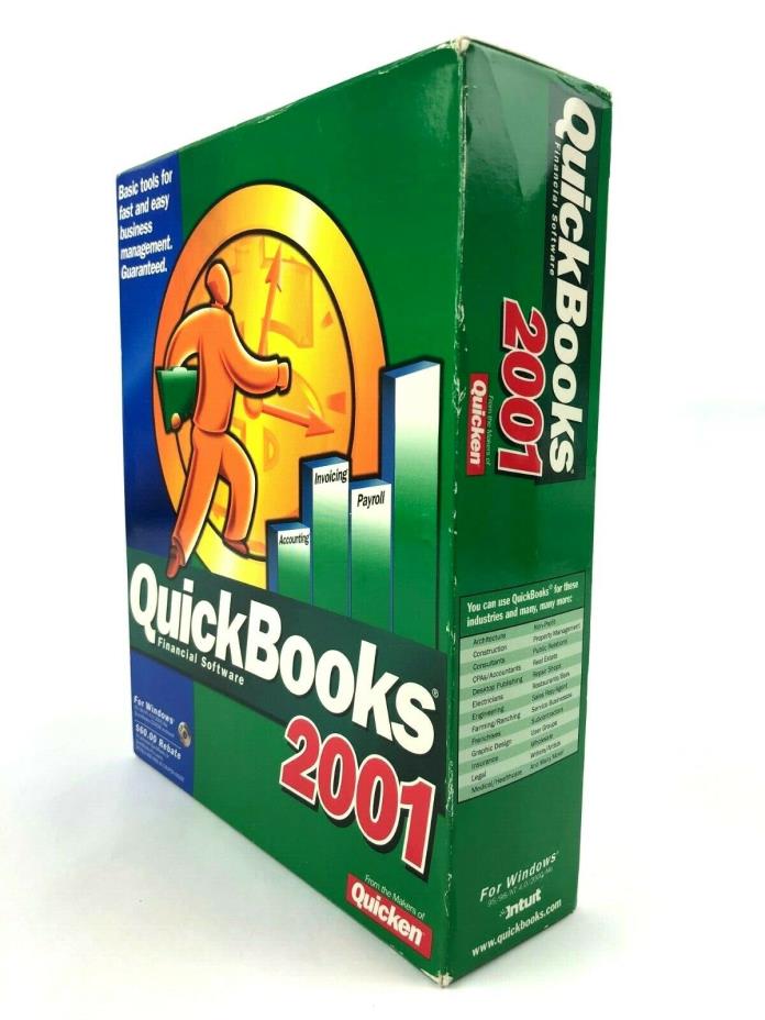 Quickbooks Pro 2001 / Used Software with Key / Plus Training Guide / Free USA Sh