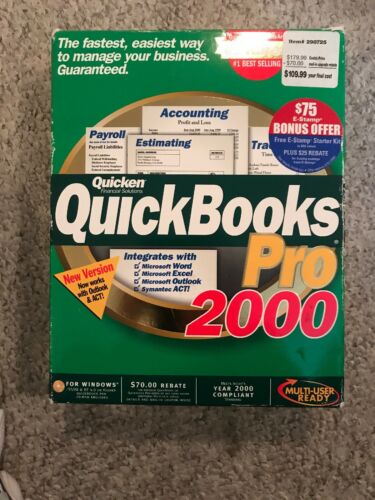Quicken Quickbooks Pro 2000 Financial Solutions Windows 95/98 NT4.0