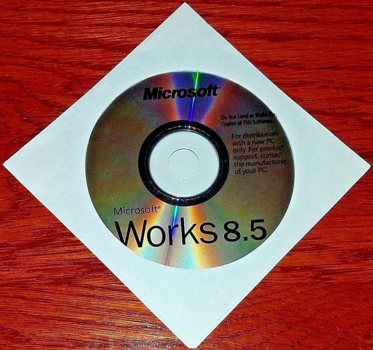 Microsoft Works 8.5 Disc New in Package-New-Unused
