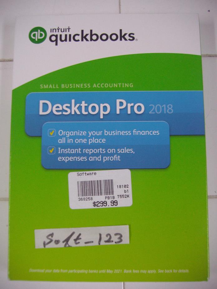 INTUIT QUICKBOOKS DESKTOP PRO 2018 FOR WINDOWS FULL RETAIL US VERS. =SEALED BOX=