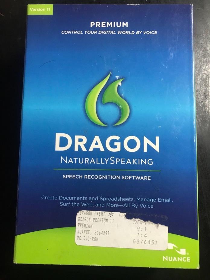 Nuance Dragon NaturallySpeaking 11 Premium Speech Recognition Software. DVD