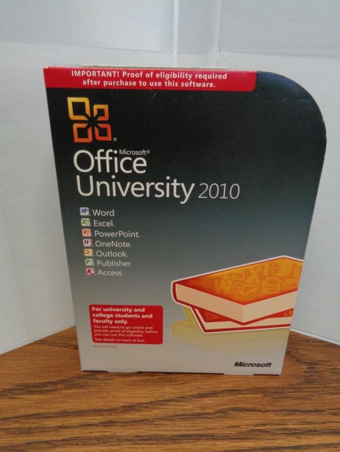 MICROSOFT OFFICE UNIVERSITY 2010 ACADEMIC EDITION SOFTWARE with PIN & Key #