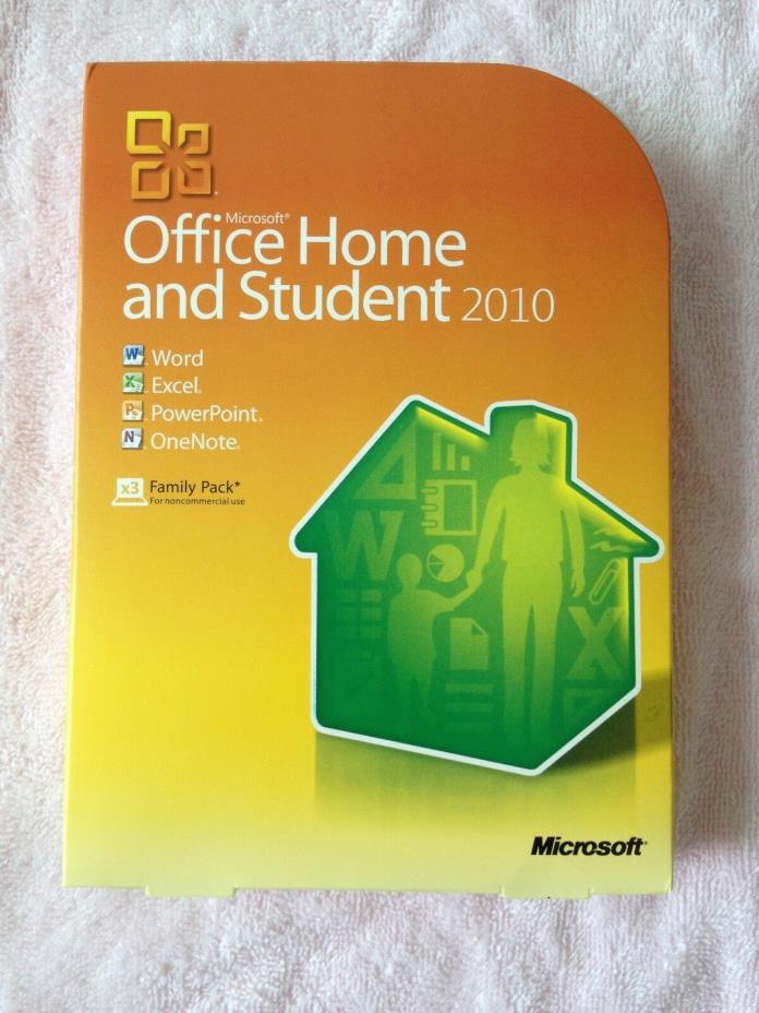 Microsoft Office Home and Student 2010 Licensed for 3 PC's Family Pack Retail!!