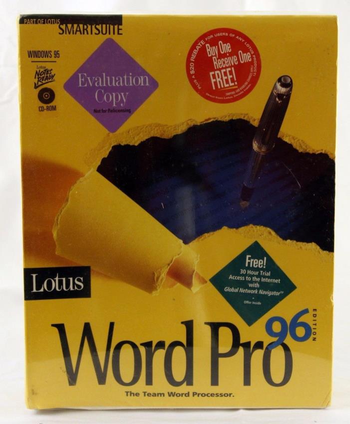 Lotus Word Pro 96 Evaluation Copy never opened Windows 95