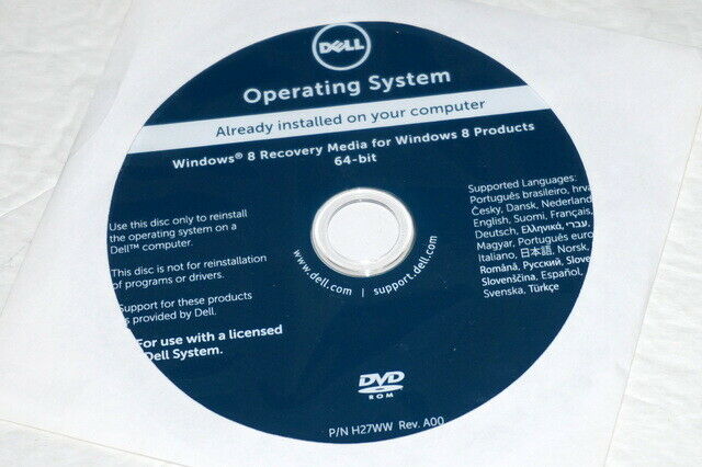 Genuine Dell Recovery Reinstallation DVD for Windows 8 Products 64-bit NEW 0CY2K