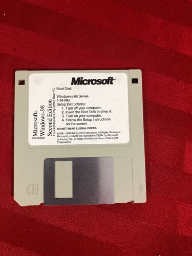 Windows 98 Boot Disc 3.5 1.44 Mb Floppy Diskette