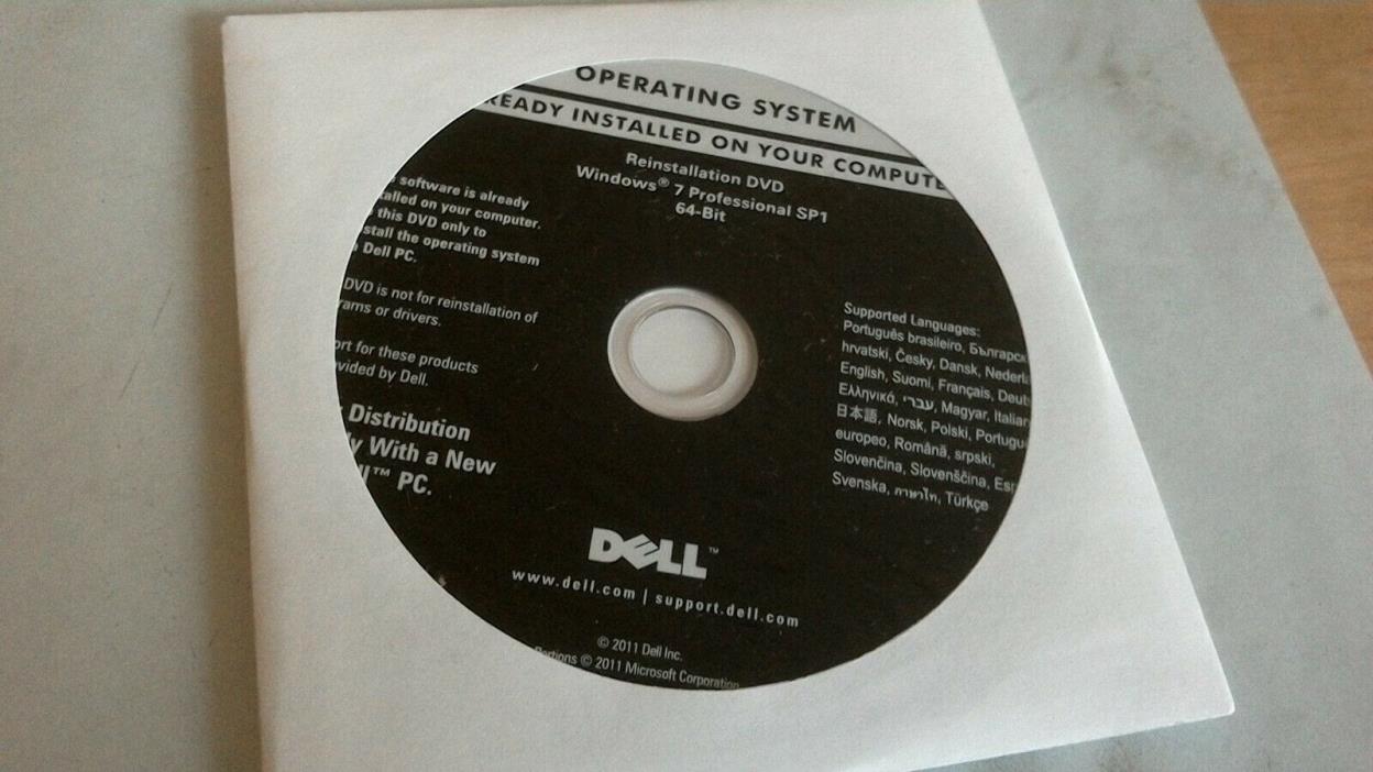 DELL WINDOWS 7 PROFESSIONAL 64 BIT SP1 REINSTALLATION DVD 0KJX6D