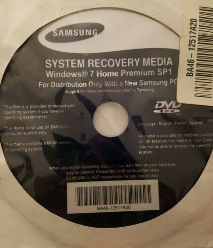 SAMSUNG Recovery Repair Media DVD Windows 7 Home Premium SP1 x64 Bit OEM