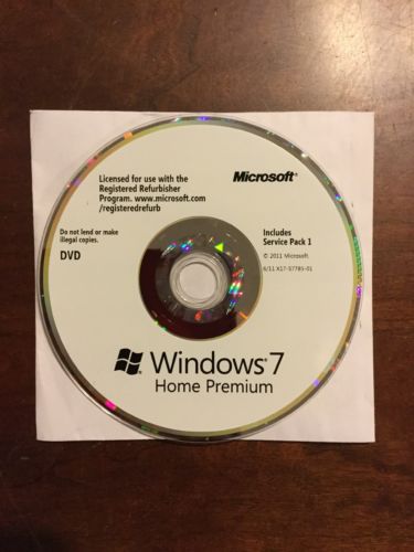 Windows  7 home premium,Microsoft DVD.