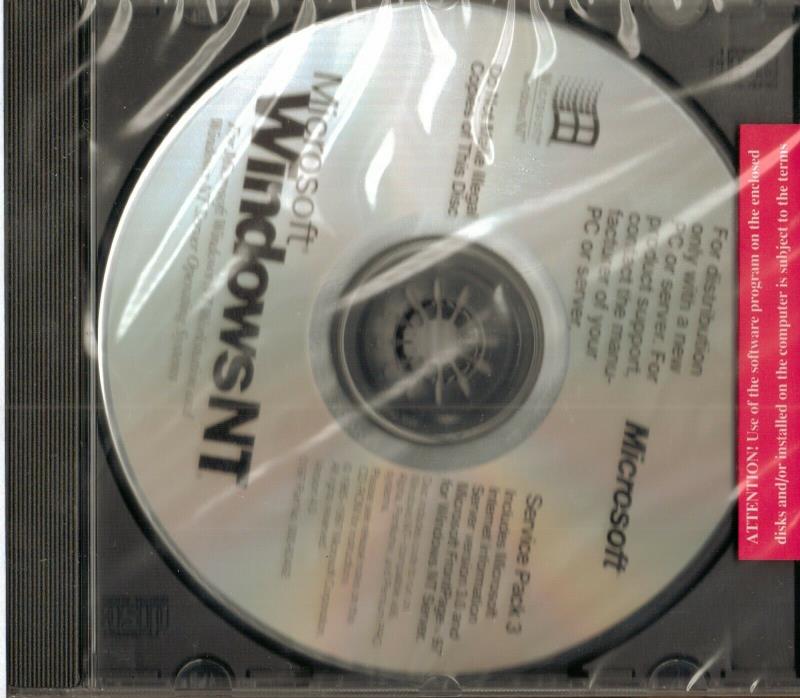 Microsoft Windows NT 4.0 Service Pack 3 SEALED CD-ROM P/N 000-60492 Pentium x86