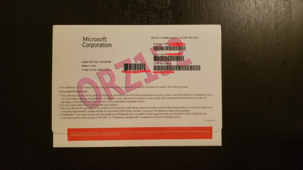 Genuine Windows 10 professional OEM DVD Full Version 64bits/32bits