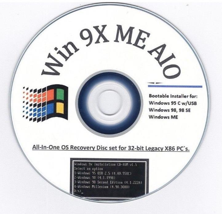 Windows ME, 98 Second Edition,95 a,b,c MULTI WINDOWS 9X BOOT INSTALL DISK