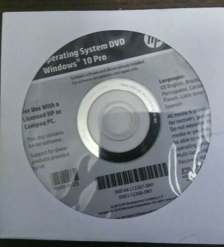 NEW HP Windows 10 Pro 64Bit OS Restore Recovery OEM DVD Disc