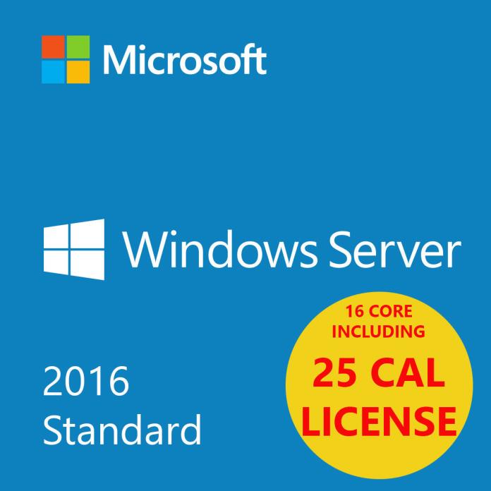 MSFT Window Server 2016 Standard Edition x64 64 bit 16 cores | 2CPU w/25 CAL