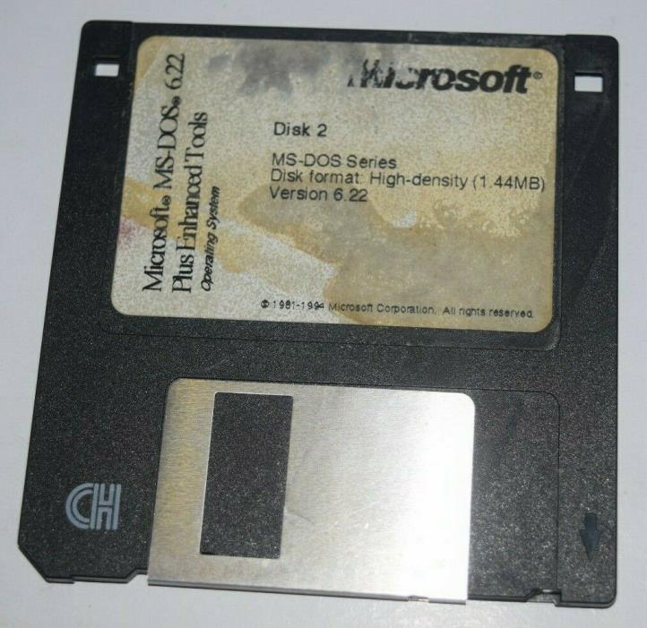 Microsoft MS-DOS 6.22 Plus Enhanced Tools OS Floppy Disk Collectable Disk 2 Only