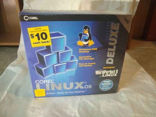 Corel Linux OS Complete In Box w/WordPerfect 8 NEW comes with Linux penguin
