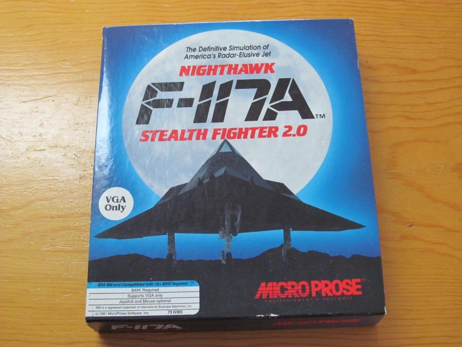 Nighthawk F-117A Stealth Fighter 2.0 IBM PC Game BOX & MANUALS/INSERTS ONLY
