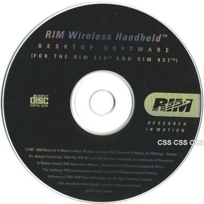 RIM Research in Motion Wireless Handheld Desktop Software CD for RIM 850 & 857