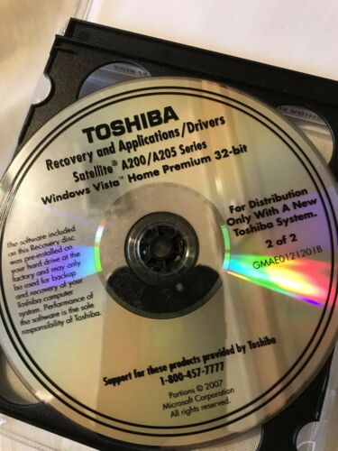 Toshiba Satellite A200/A205 Recovery and Applications/ Drivers Windows Vista Hom