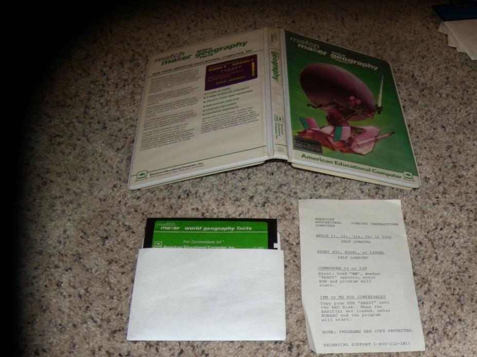 World Geography Facts Commodore 64 C64 Program with case