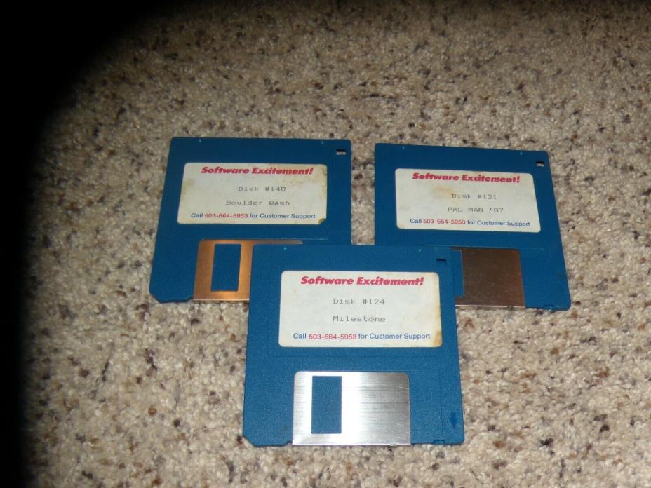 Lot of 3 Commodore Amiga Disks: Milestone, Pac- man and Boulder Dash