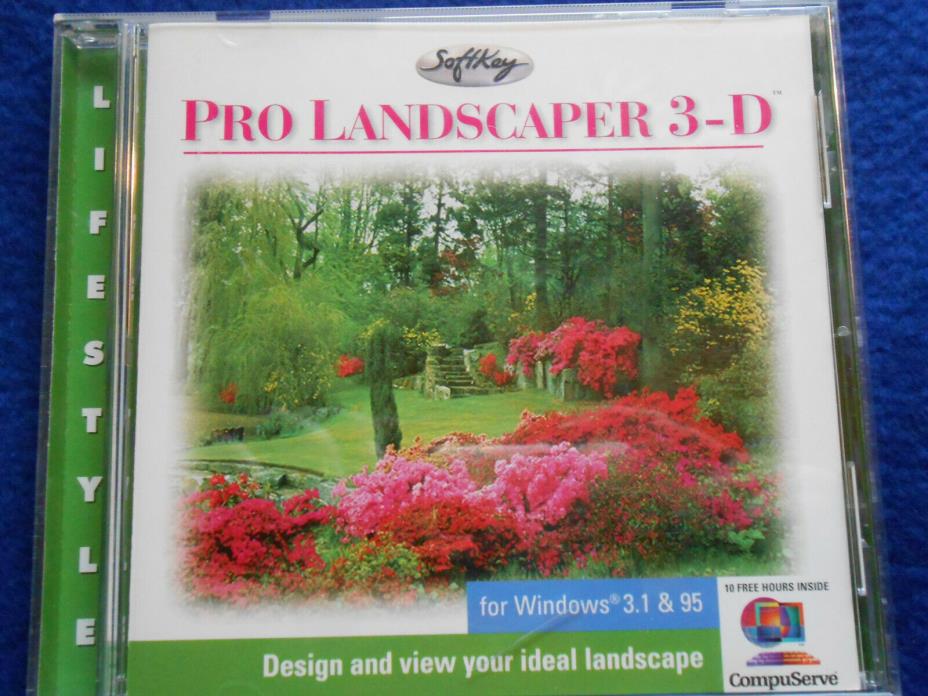 Pro Landscaper 3-D  PC CD-ROM SoftKey 1995 Windows 3.1