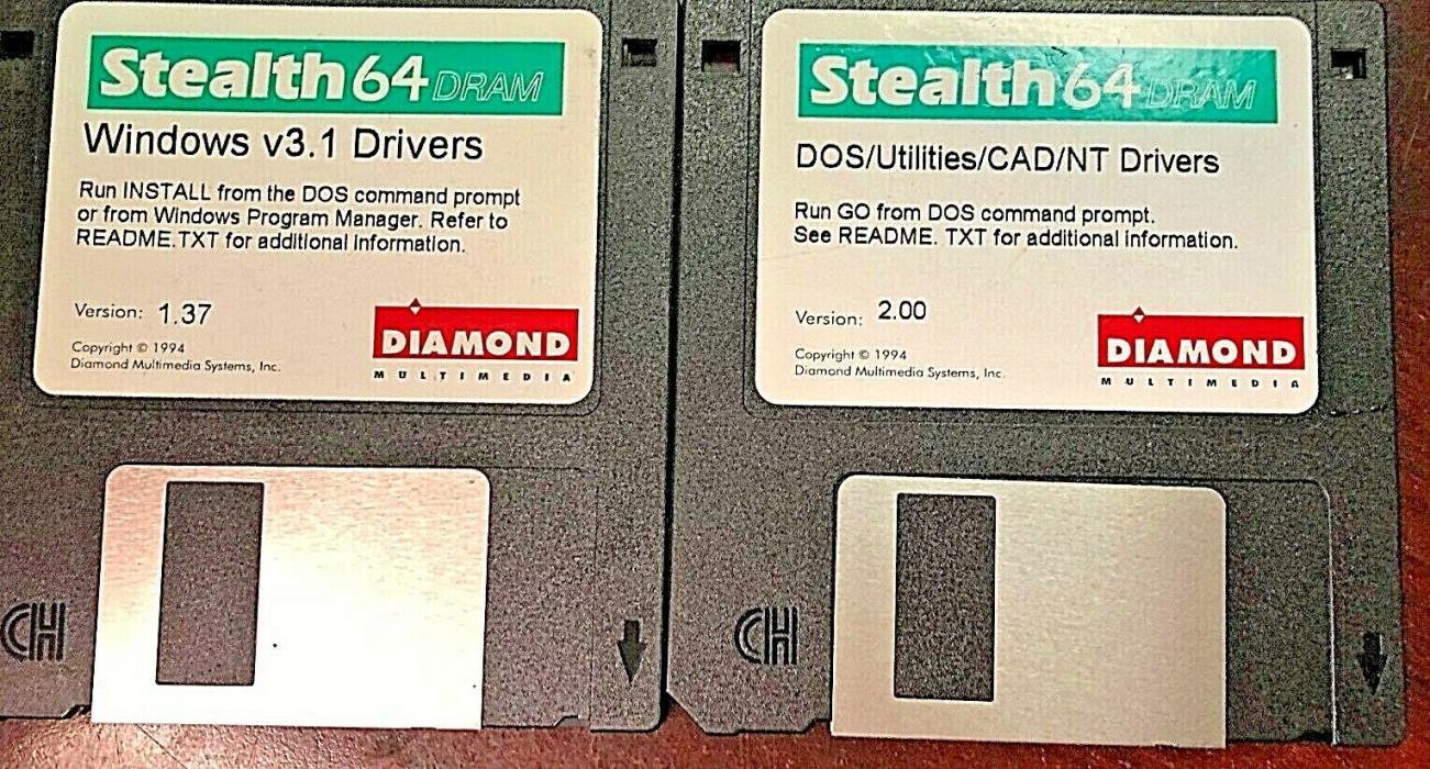 Vintage Diamond Stealth 64 DOS,Windows 3.1 & NT Drivers and Utilities 3.5