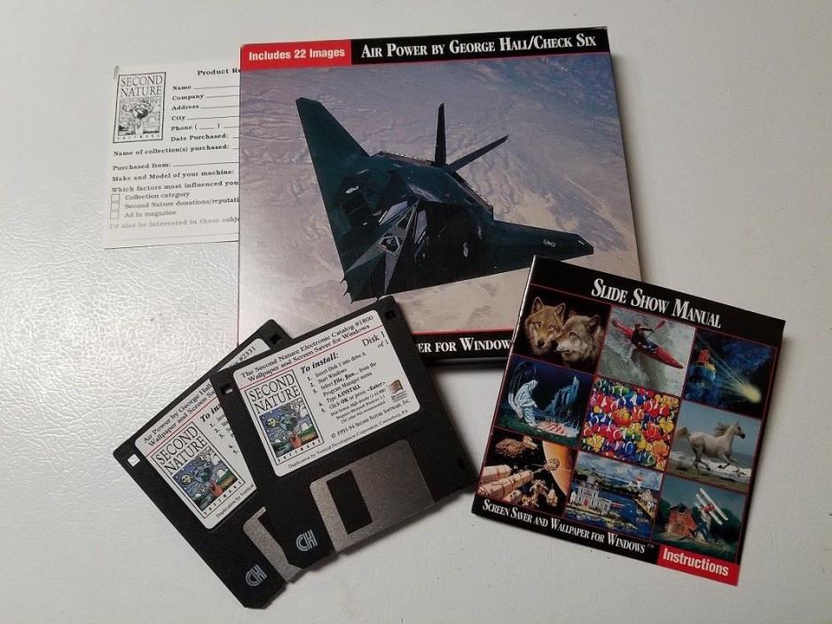 Air Power Screen Saver Wall Paper Vintage Soft Ware 3.5 Floppy Disk Windows PC