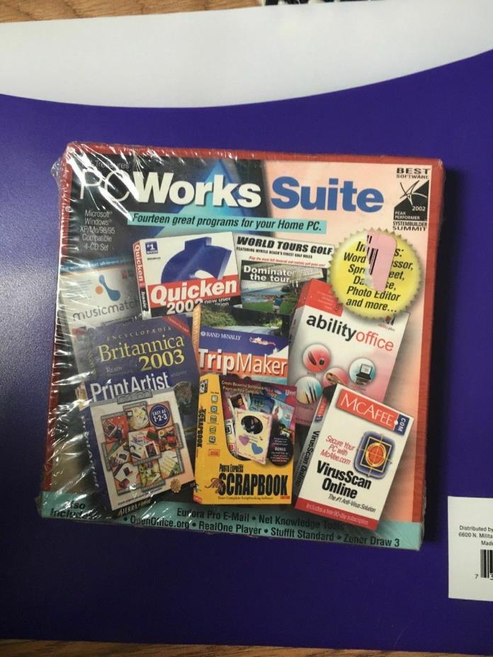 PC Treasures PC Works Suite 2002 (14 Great Programs) New-Factory Sealed