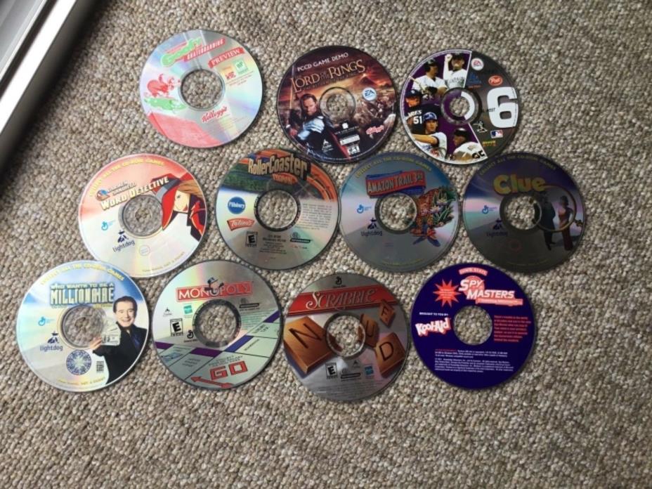 11 Cereal & other promo CD-ROM Computer Games, Vintage: Clue, Scrabble, Monopoly