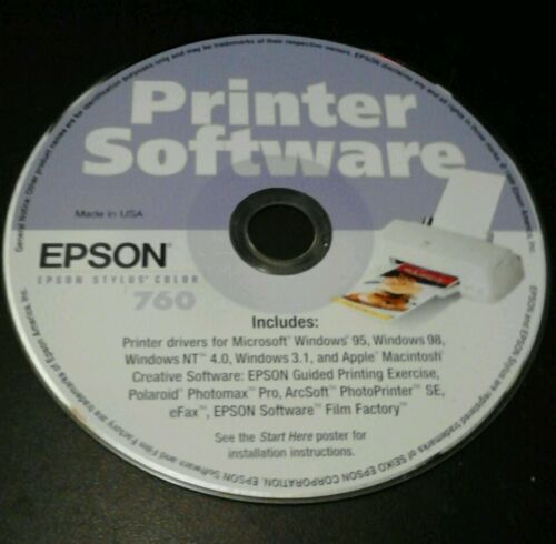 Epson Stylus Color 760 Software Disk CD for Windows 95, 98, NT 4.0, 3.1 & Apple