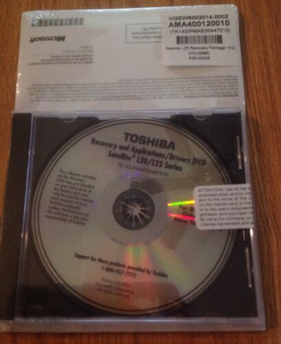 Toshiba Satellite Recovery & Applica. Drive L20/L25 DVD Microsoft 2003 NEW