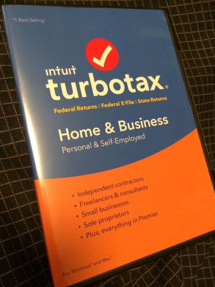 INTUIT TURBOTAX HOME AND BUSINESS 2018 FED E-FILE STATE PC / MAC    DISC IN BOX