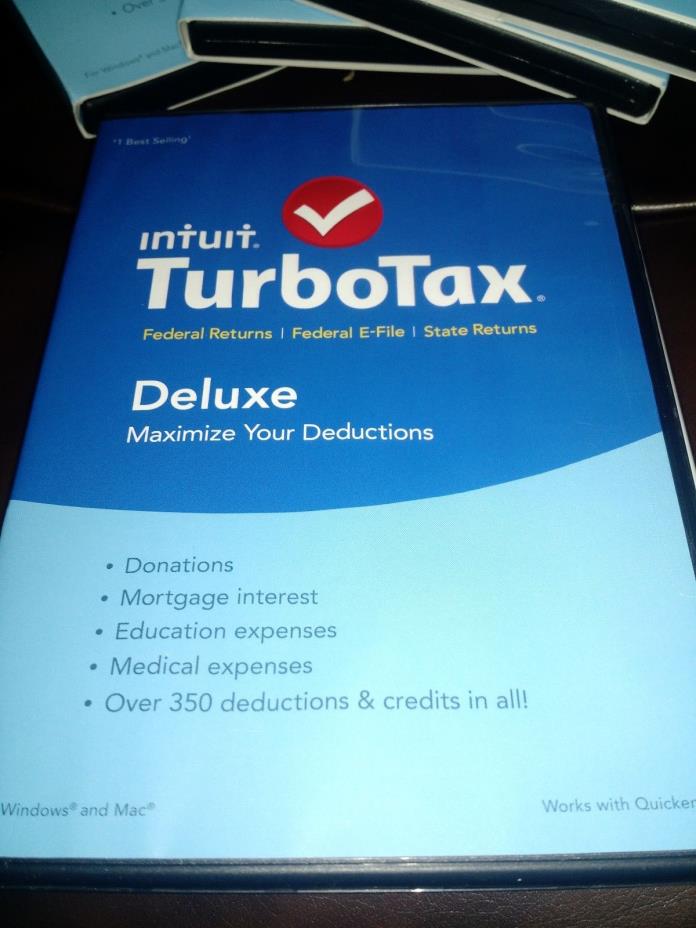 2015 TurboTax Deluxe Federal + State Tax Software Preparation Forms E-File Turbo