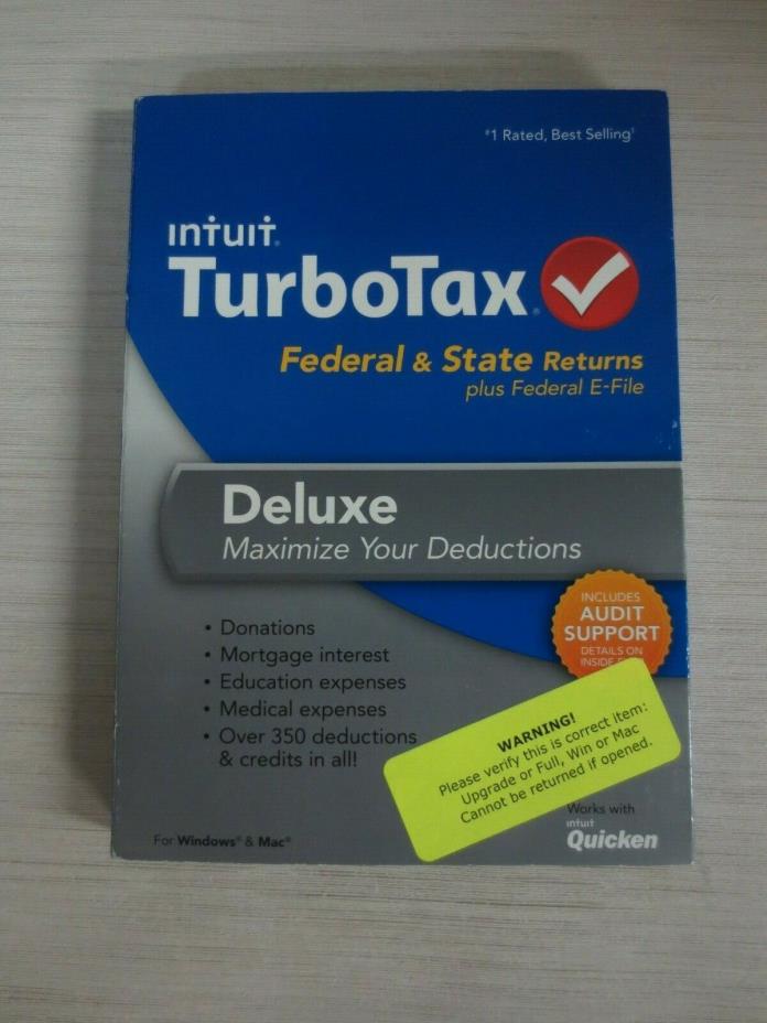 INTUIT TURBOTAX DELUXE 2013 FEDERAL+STATE RETURNS + FEDERAL E FILE