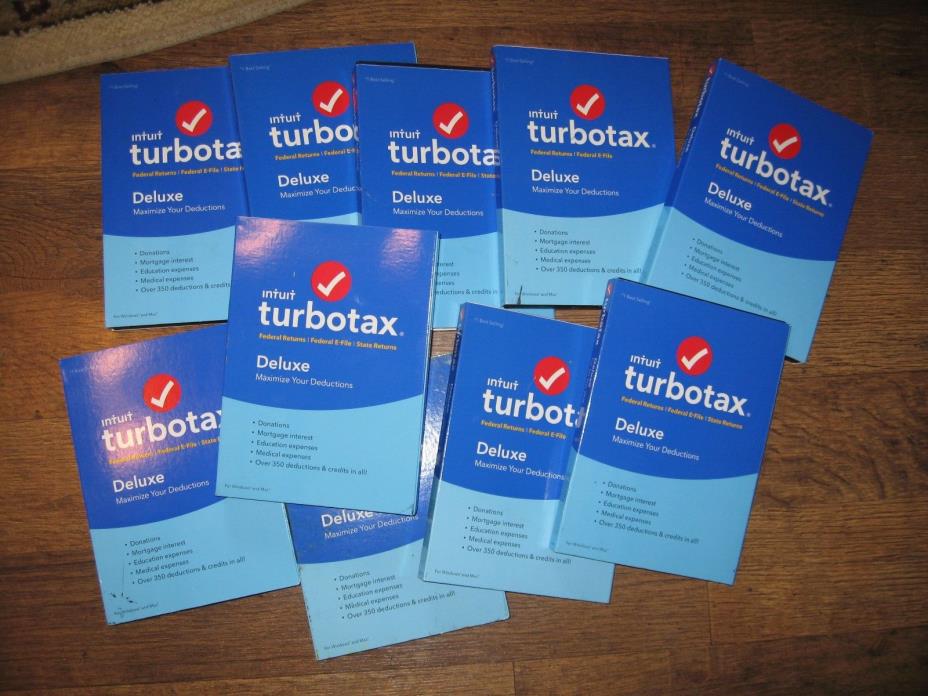 Lot Of 10 - 2016 TurboTax Deluxe Federal  All sealed retail Boxes NEW
