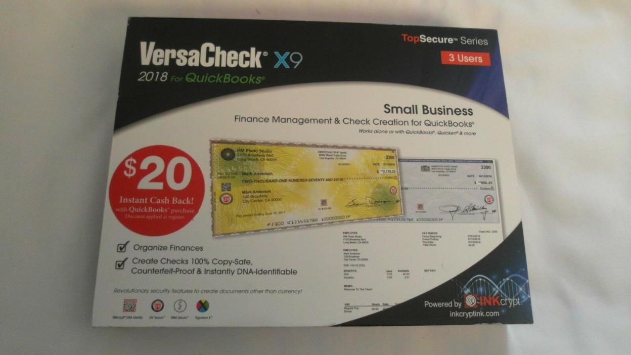 VersaCheck X9 2018 For QuickBooks Small Business Finance Management Check Create