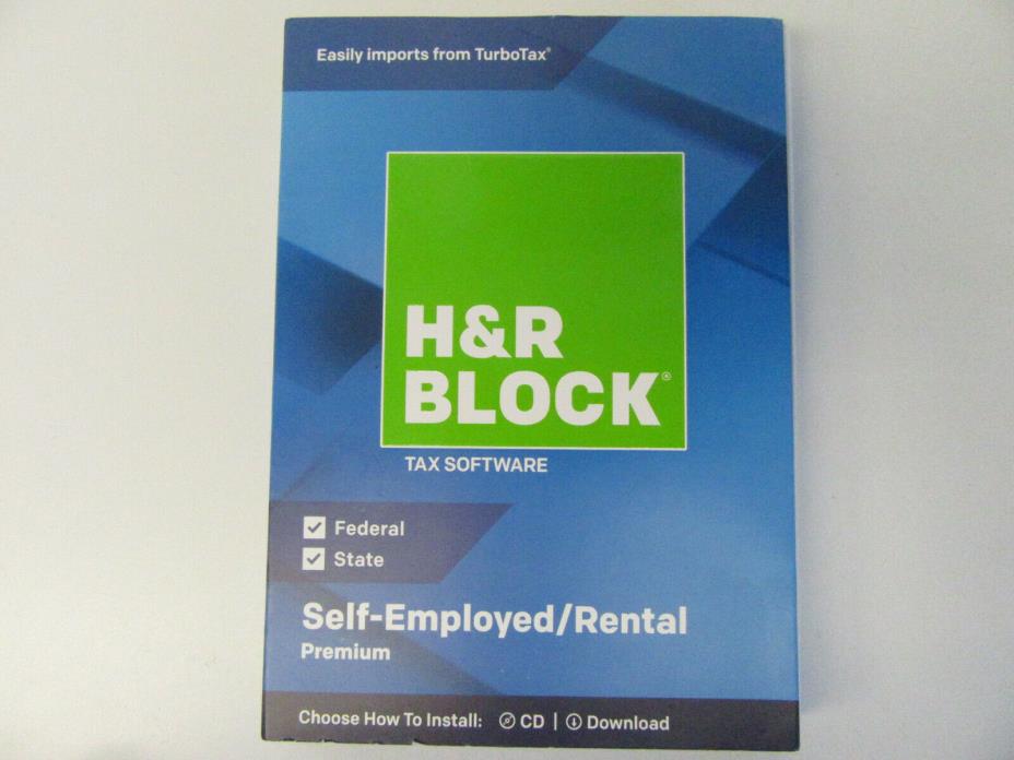 H&R Block Tax Software Self Employed/Rental Premium 2018 CD or (Download)