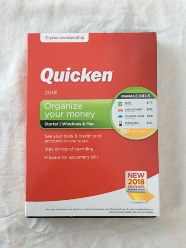 Quicken Starter edition for Windows and Mac 2018  / 2 yr membership