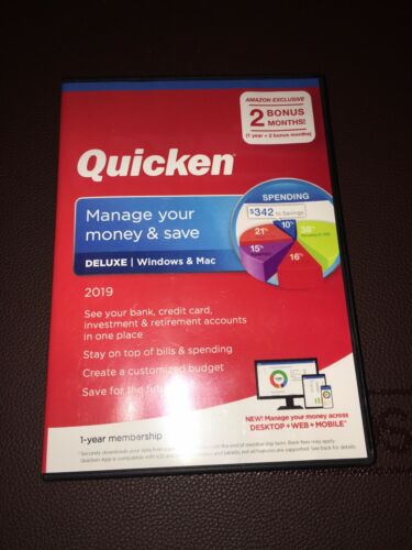 Quicken Deluxe 2019 1-year membership for Windows & Mac