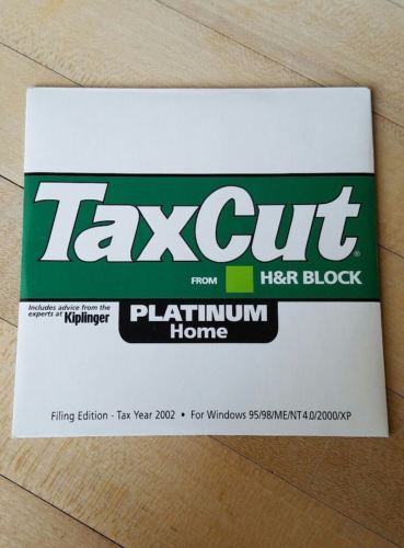 New H&R Block TaxCut 2002 Platinum Home & State Windows 95/98/Me/NT 4.0/2000/XP